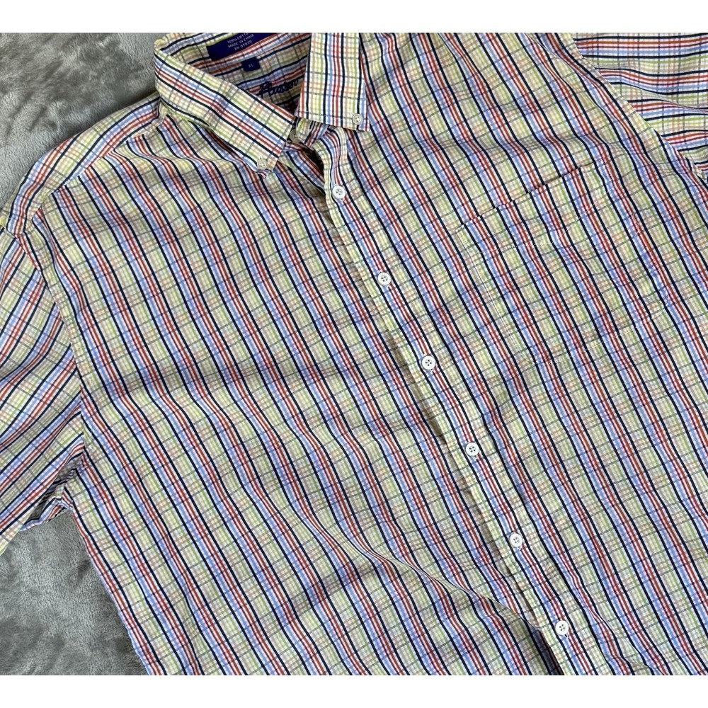 Alan Flusser Mens Plaid Button Down Shirt 100%‎ Cotton Colorful Size XL